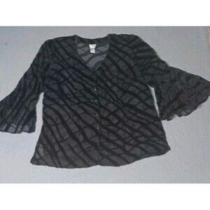True Beauty By Emme Y2K Velvet Burnout Bell Sleeve Blouse 14W Black Whimsigoth